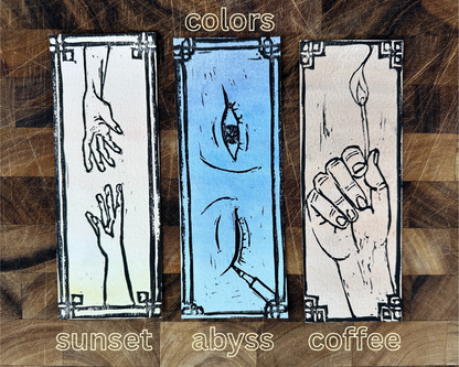 Liberation linocut bookmark series
